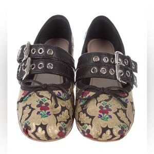 Miu Miu Floral Brocade Buckle Ballerinas RARE, Size 37.5